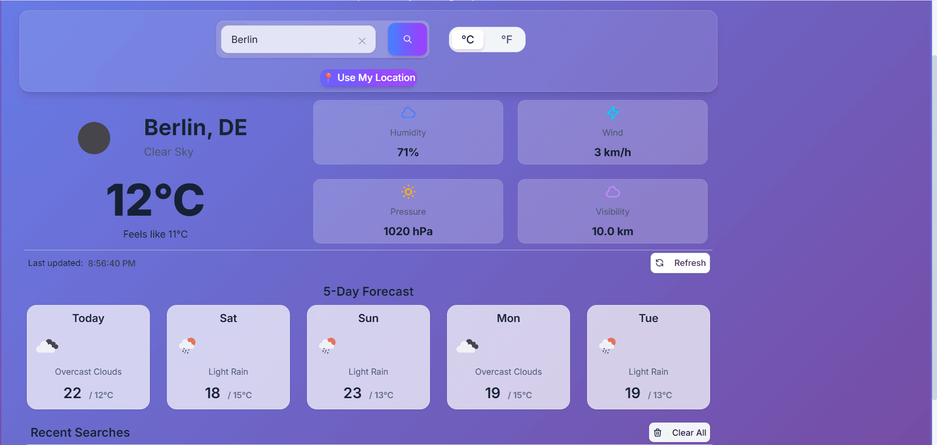 Live Weather Dashboard. preview